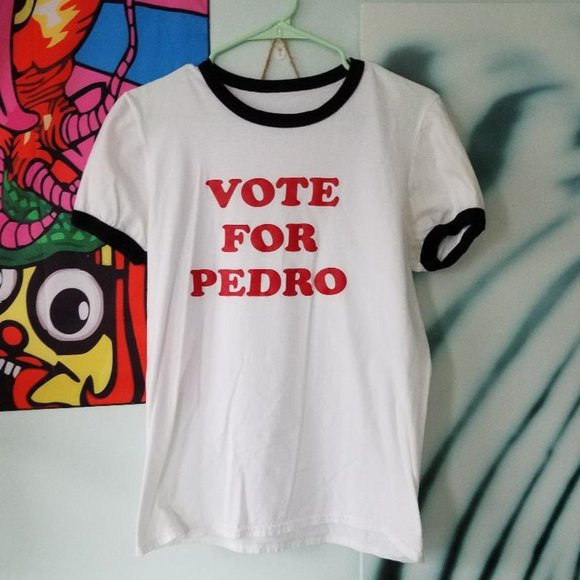 Tops - "Vote For Pedro" Napoleon Dynamite Ringer Style T-Shirt- Size Small